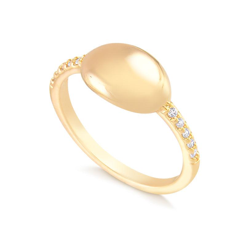 Anel Fino Aro Cravado Oval Metal Liso - Semijoia - Semijoias Anéis - Purer