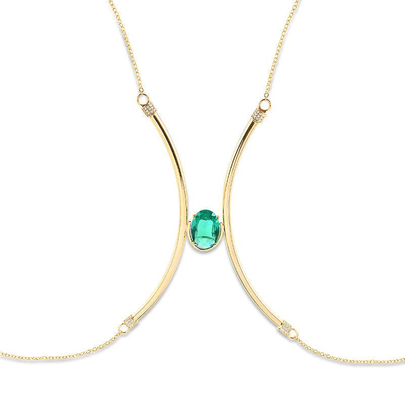 Body Chain Arcos com Zircônia Oval - Semijoia - Semijoias Body Chain - Purer