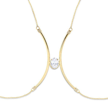 Body Chain Arcos com Zircônia Oval - Semijoia - Semijoias Body Chain - Purer