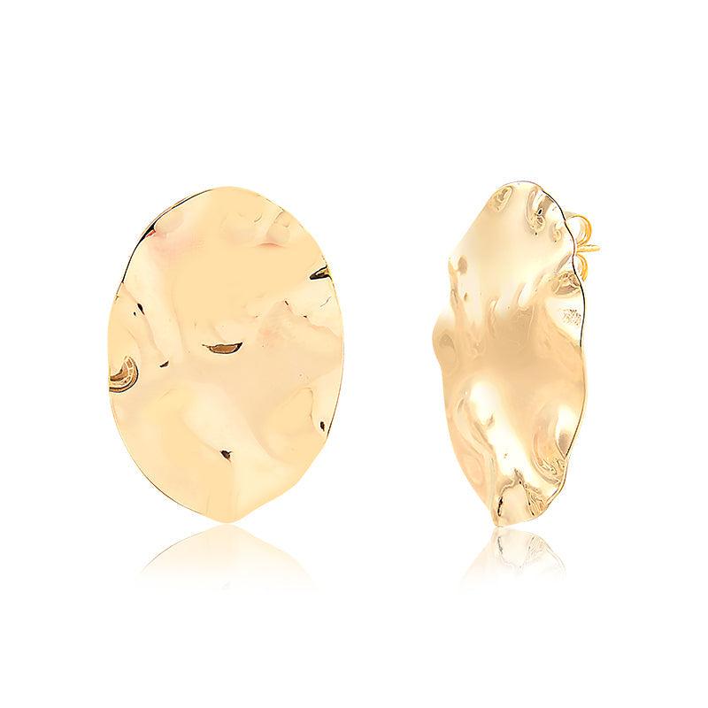 Brinco Disco Orgânico Oval 4cm - Semijoia - Semijoias Brincos - Purer