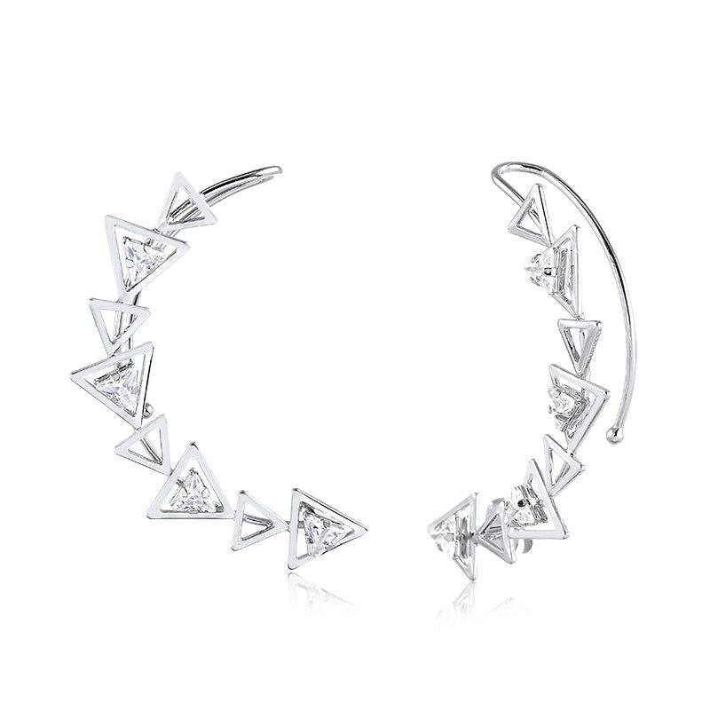 Brinco Ear Cuff Longo Encaixe Superior Triângulos - Semijoia - Semijoias Brincos - Purer