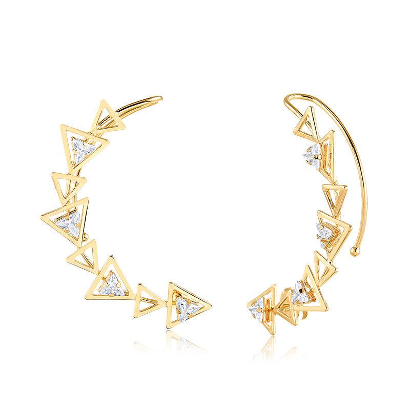 Brinco Ear Cuff Longo Encaixe Superior Triângulos - Semijoia - Semijoias Brincos - Purer