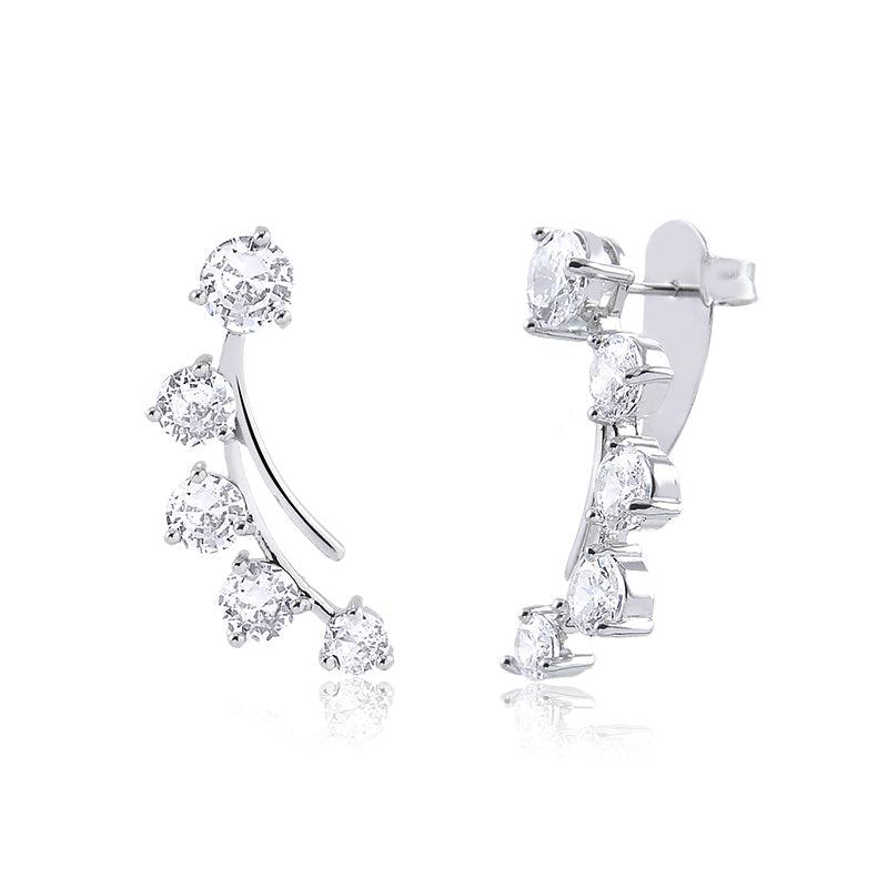 Brinco Ear Cuff Palito Curvado Cinco Zircônias Redondas - Semijoia - Semijoias Brincos - Purer