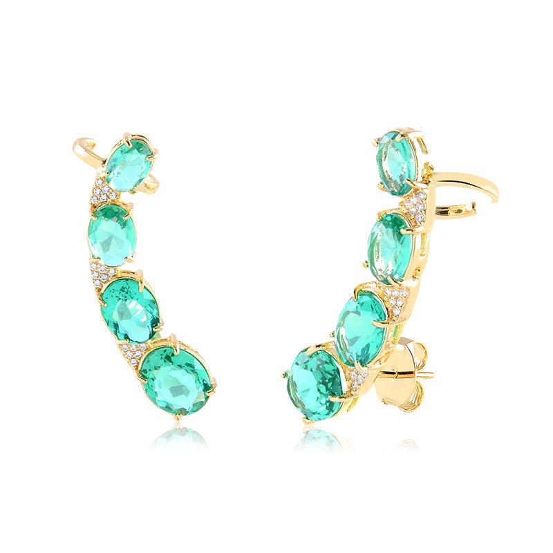 Brinco Ear Cuff Piercing Zircônias Ovais - Semijoia - Semijoias Brincos - Purer