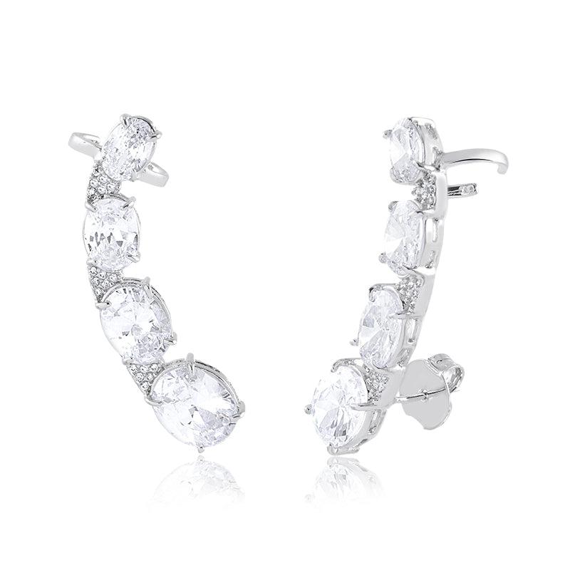 Brinco Ear Cuff Piercing Zircônias Ovais - Semijoia - Semijoias Brincos - Purer