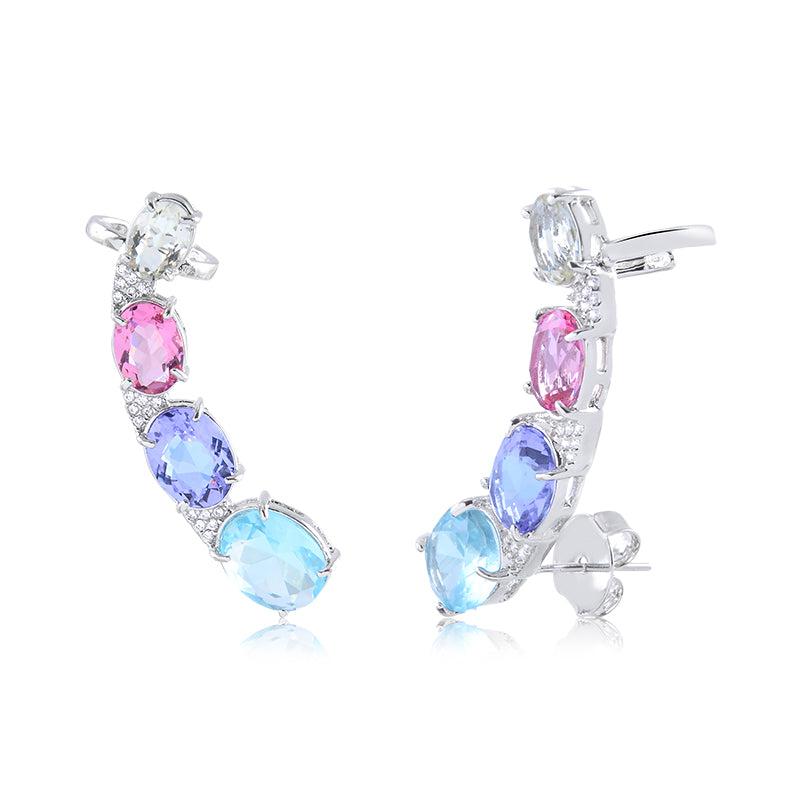 Brinco Ear Cuff Piercing Zircônias Ovais - Semijoia - Semijoias Brincos - Purer
