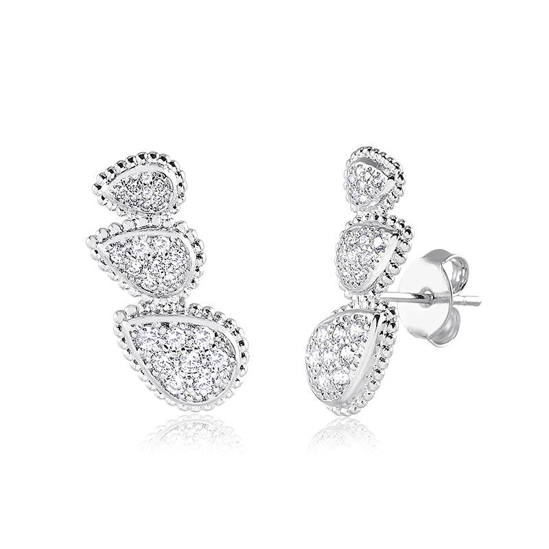 Brinco Ear Cuff Três Gotinhas Bolinhas e Cravadadas - Semijoia - Semijoias Brincos - Purer