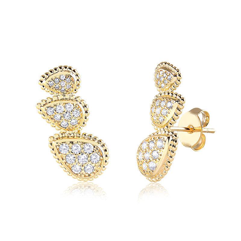 Brinco Ear Cuff Três Gotinhas Bolinhas e Cravadadas - Semijoia - Semijoias Brincos - Purer