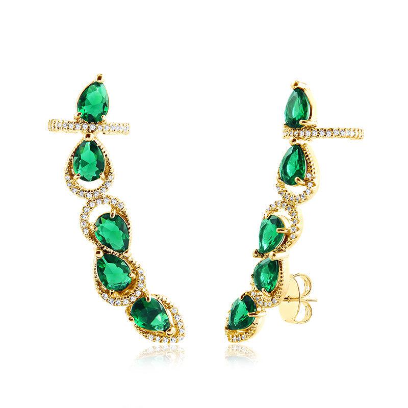 Brinco Ear Cuff com Piercing Gotinhas Cravado em Volta - Semijoia - Semijoias Brincos - Purer