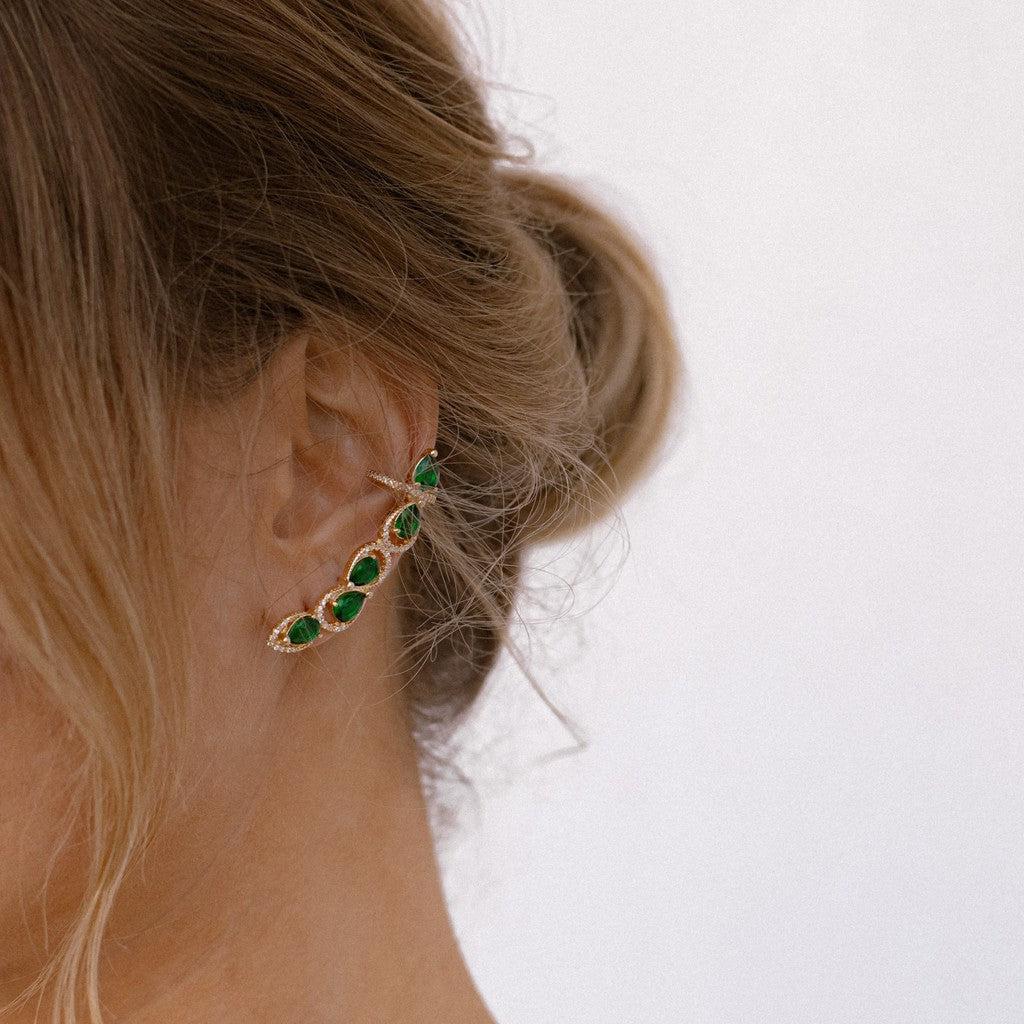 Brinco Ear Cuff com Piercing Gotinhas Cravado em Volta - Semijoia - Semijoias Brincos - Purer