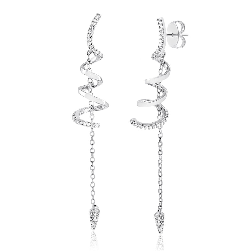 Brinco Longo Espiral Com Fio Pendulo - Semijoia - Semijoias Brincos - Purer