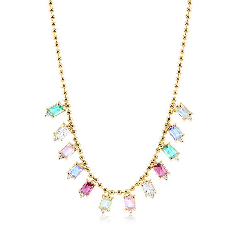 Colar Choker Bolinhas Octógonos Candy 33cm - Semijoias Colares - Purer