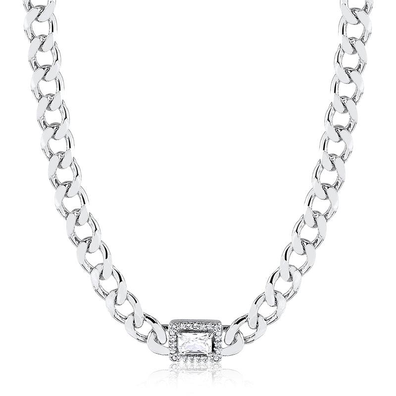 Colar Choker Corrente Retângulo Cravado - Semijoia - Semijoias Colares - Purer
