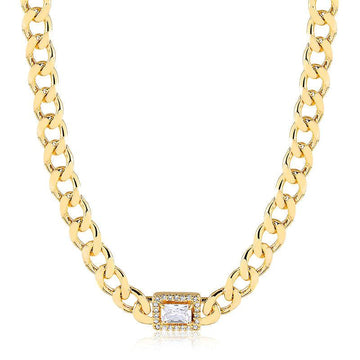 Colar Choker Corrente Retângulo Cravado - Semijoia - Semijoias Colares - Purer