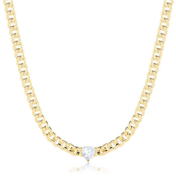 Colar Choker Corrente Zircônia Coração - Semijoia - Semijoias Colares - Purer