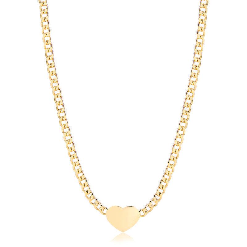 Colar Choker Elo Grumet Coração Liso 35cm - Semijoia - Semijoias Colares - Purer