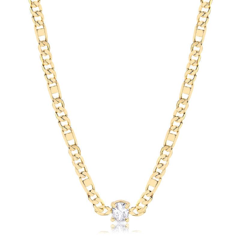 Colar Choker Elo Italiano Zircônia Redonda - Semijoia - Semijoias Colares - Purer
