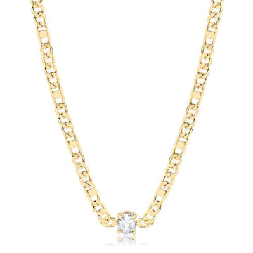 Colar Choker Elo Italiano Zircônia Redonda - Semijoia - Semijoias Colares - Purer