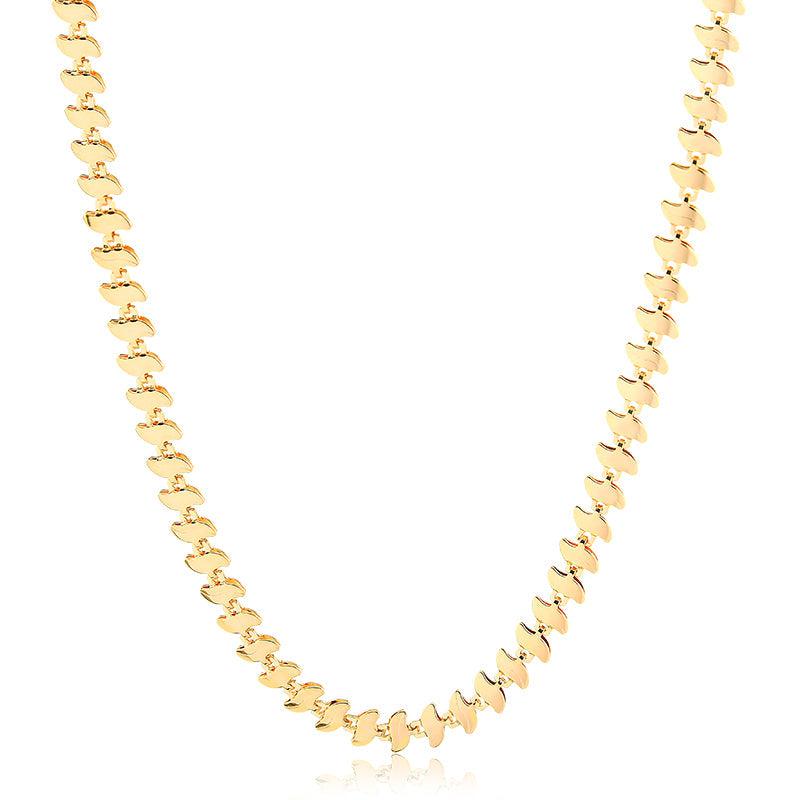 Colar Choker Folhinha Dupla Lisa - Semijoia - Semijoias Colares - Purer