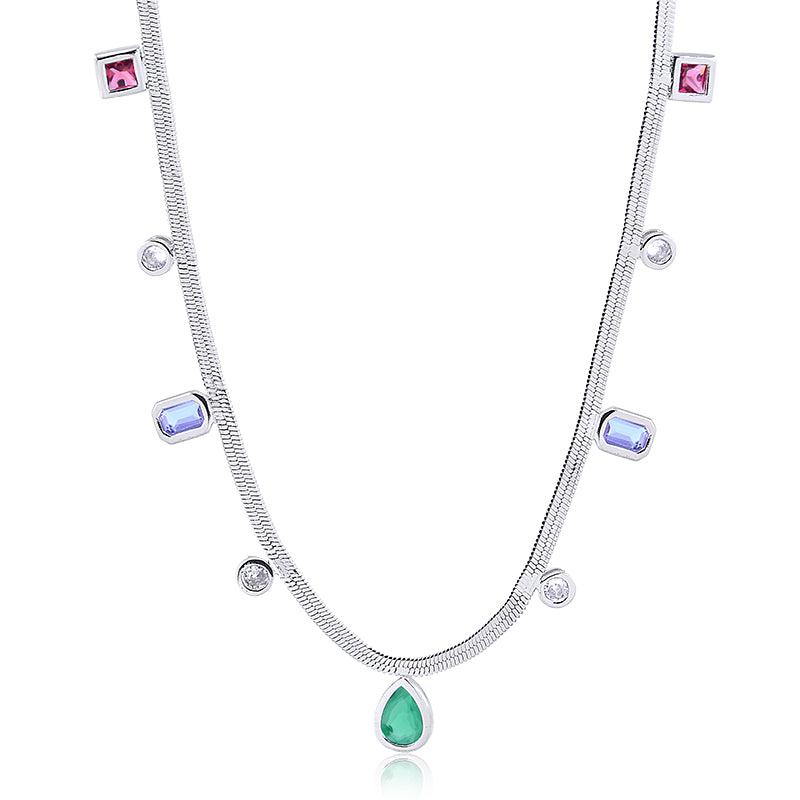 Colar Choker Harmony Fita Zircônias Formatos - Semijoia - Semijoias Colares - Purer