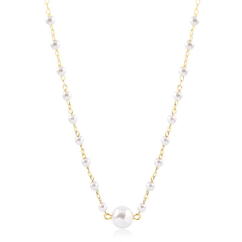 Colar Choker Perolas Sintéticas + Perola Central - Semijoia - Semijoias Colares - Purer