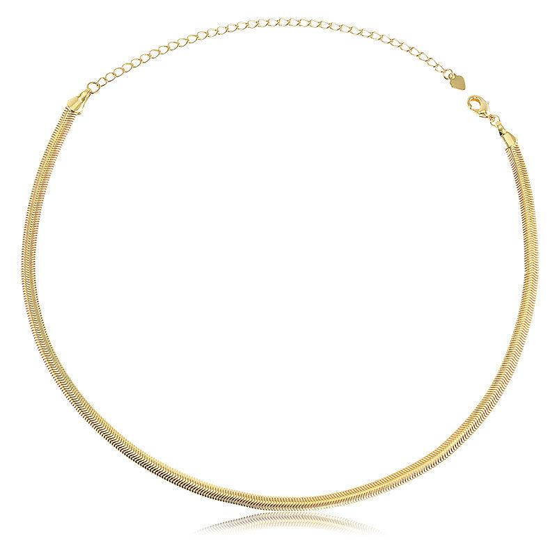 Colar Choker Rabo de Rato Chato 4mm - Semijoia - Semijoias Colares - Purer