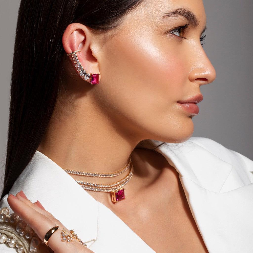 Colar Choker Riviera Mini Baguetes Octógono - Semijoia - Semijoias Colares - Purer
