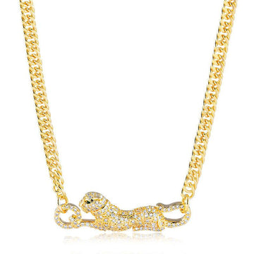 Colar Corrente Com Leopardo 42cm - Semijoia - Semijoias Colares - Purer
