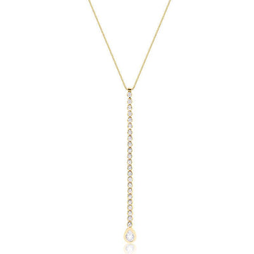 Colar Gravata Riviera Chaton com Gota - Semijoia - Semijoias Colares - Purer