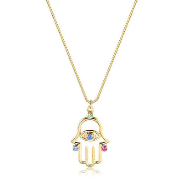 Colar Liso Mão De Hamsa Vazada - Semijoia - Semijoias Colares - Purer