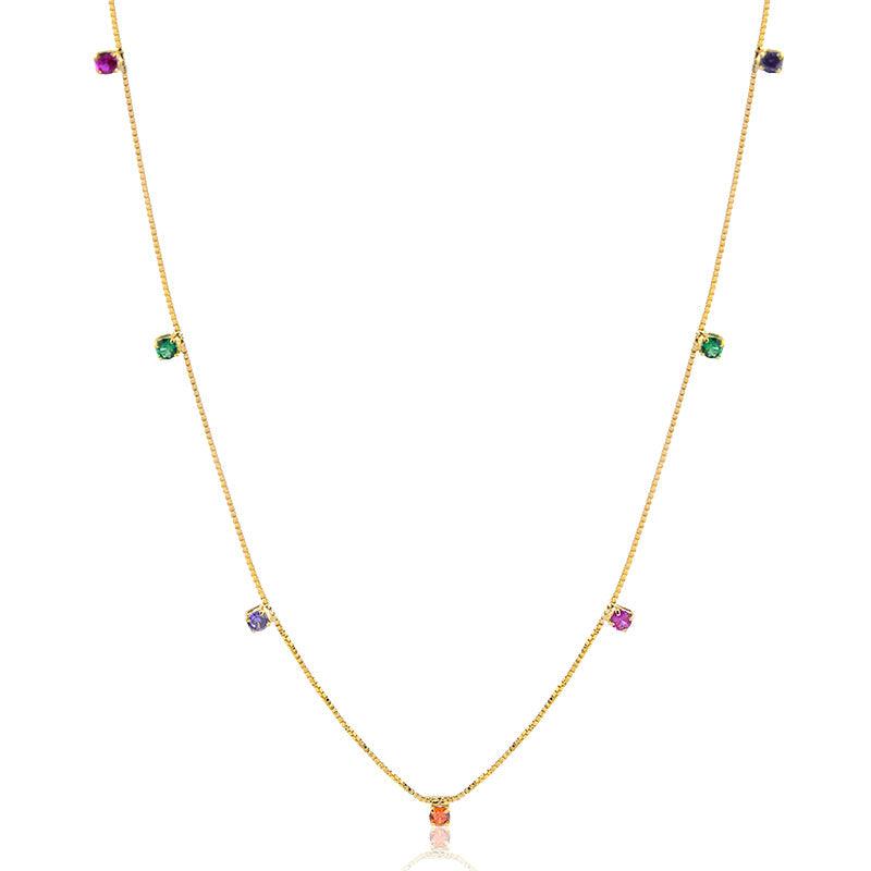 Colar Longo Veneziana Rainbow 80cm - Semijoia - Semijoias Colares - Purer