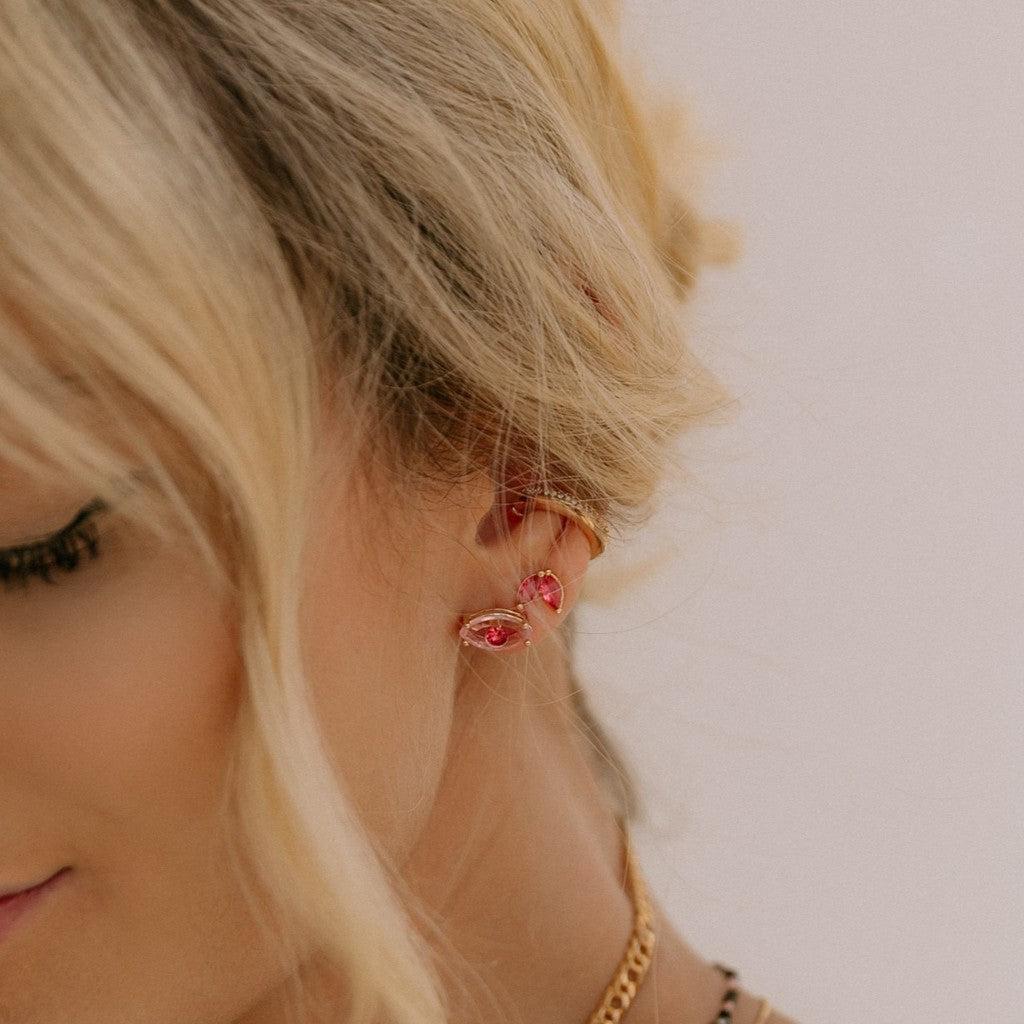 Piercing Fake Triplo Bolinhas + Corrente + Cravado - Semijoia - Semijoias Piercings - Purer
