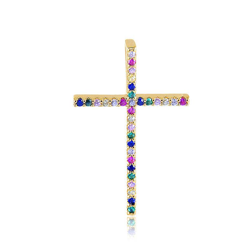 Pingente Cruz Palito Rainbow - Semijoia - Semijoias Pingentes - Purer