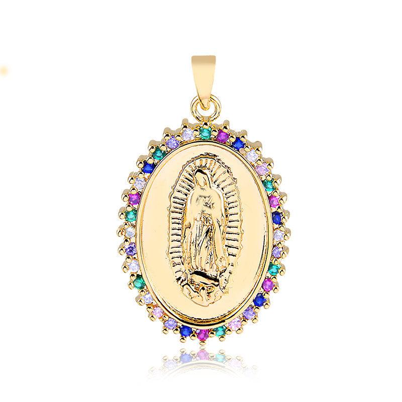 Pingente Medalha Oval Nossa Senhora Cravada - Semijoia - Semijoias Pingentes - Purer