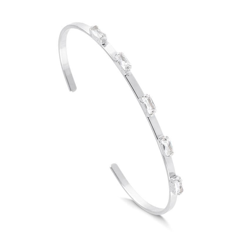 Pulseira Bracelete Fino Com Baguetes - Semijoia - Semijoias Pulseiras - Purer