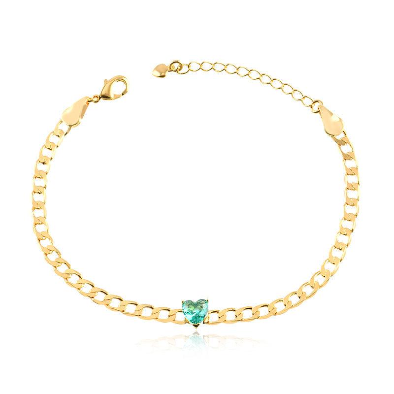 Pulseira Corrente Zircônia Coração - Semijoia - Semijoias Pulseiras - Purer