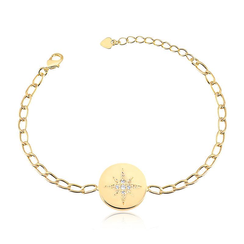 Pulseira Medalha Estrela Oito Pontas - Semijoia - Semijoias Pulseiras - Purer