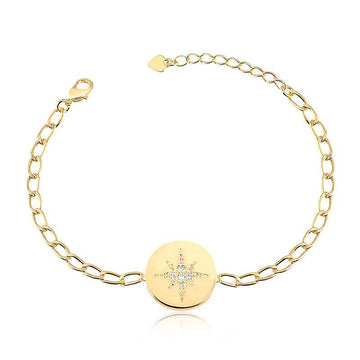 Pulseira Medalha Estrela Oito Pontas - Semijoia - Semijoias Pulseiras - Purer