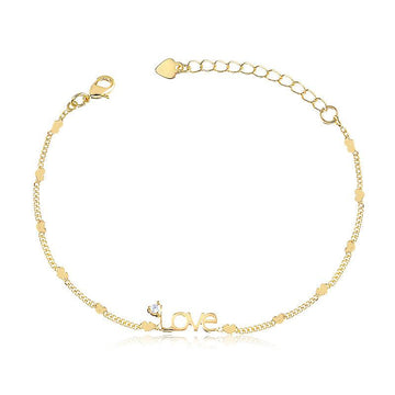 Pulseira Plaquinhas Coração e Love - Semijoia - Semijoias Pulseiras - Purer