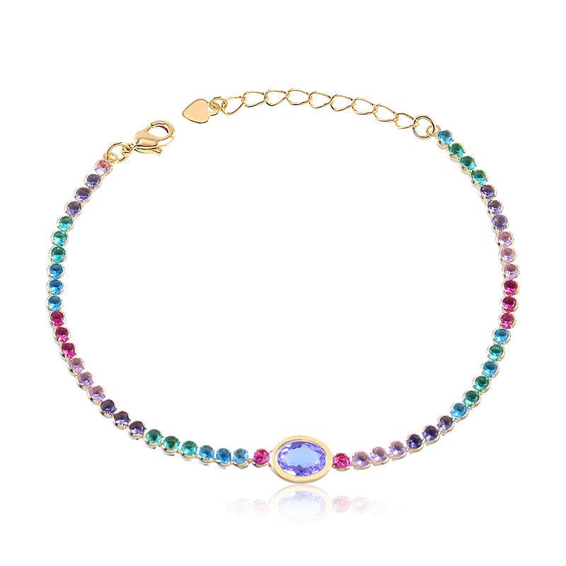 Pulseira Riviera Chaton Zircônia Oval Cravação Inglesa - Semijoia - Semijoias Pulseiras - Purer